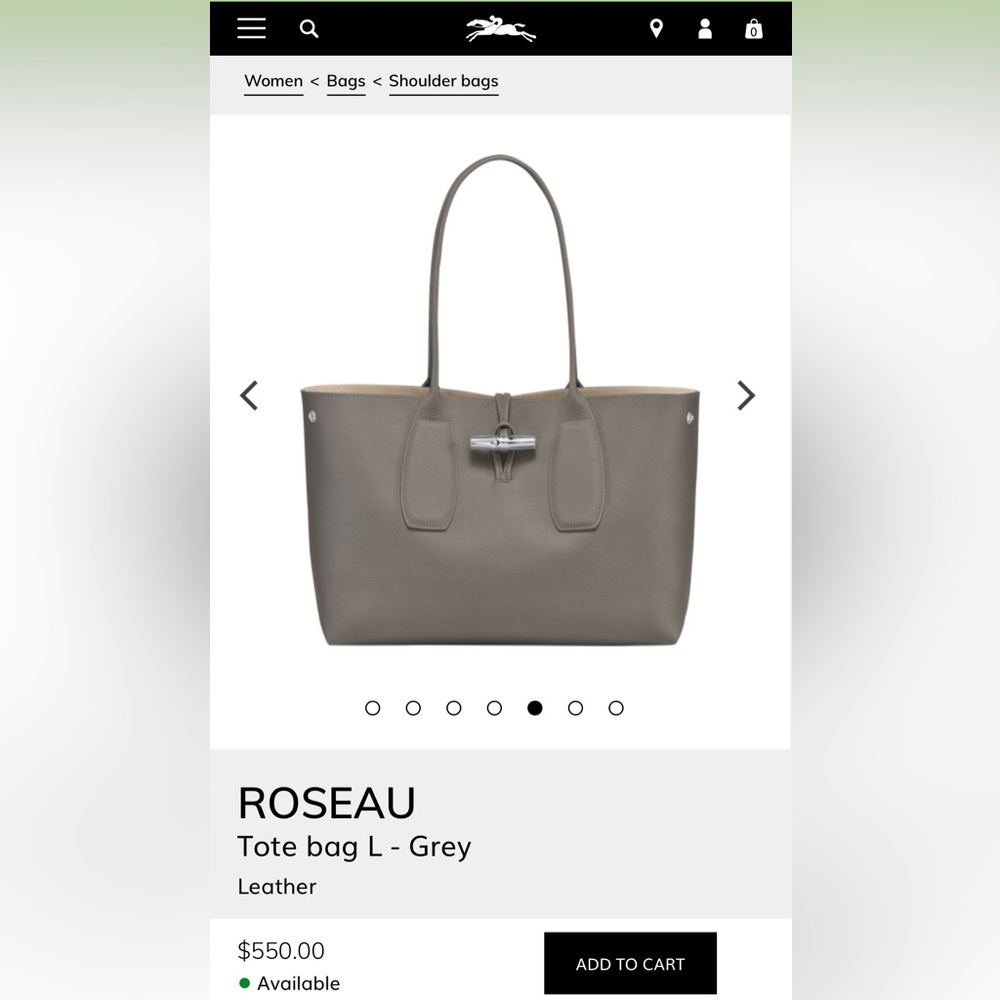 Grey Roseau Leather Tote Bag -never used, perfect condition, original dust bag. - Picture 6 of 14
